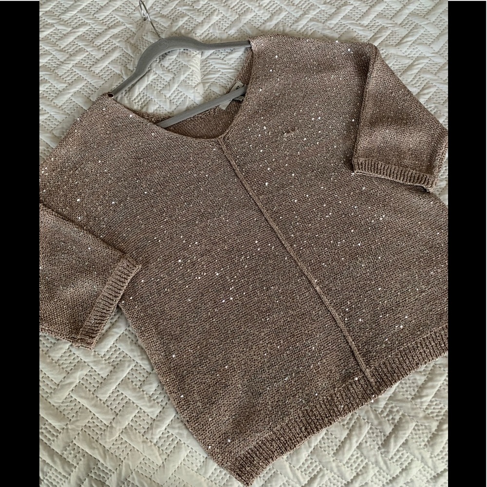 Muted Gold Sweater with 3/4 Length Sleeve